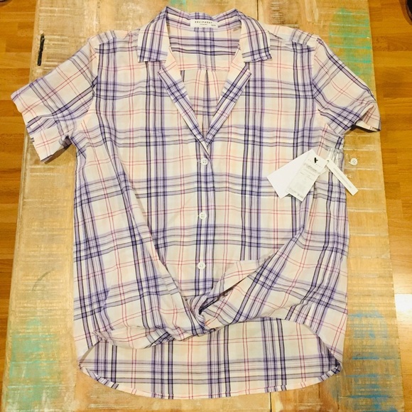 NWT Equipment Keira Tie Front Plaid Top parasol XS - Picture 3 of 7